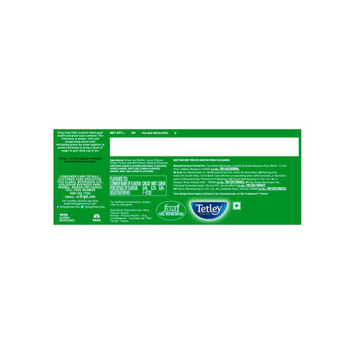 TATA TETLEY GIN MNT LMN 100 TEA BAGS